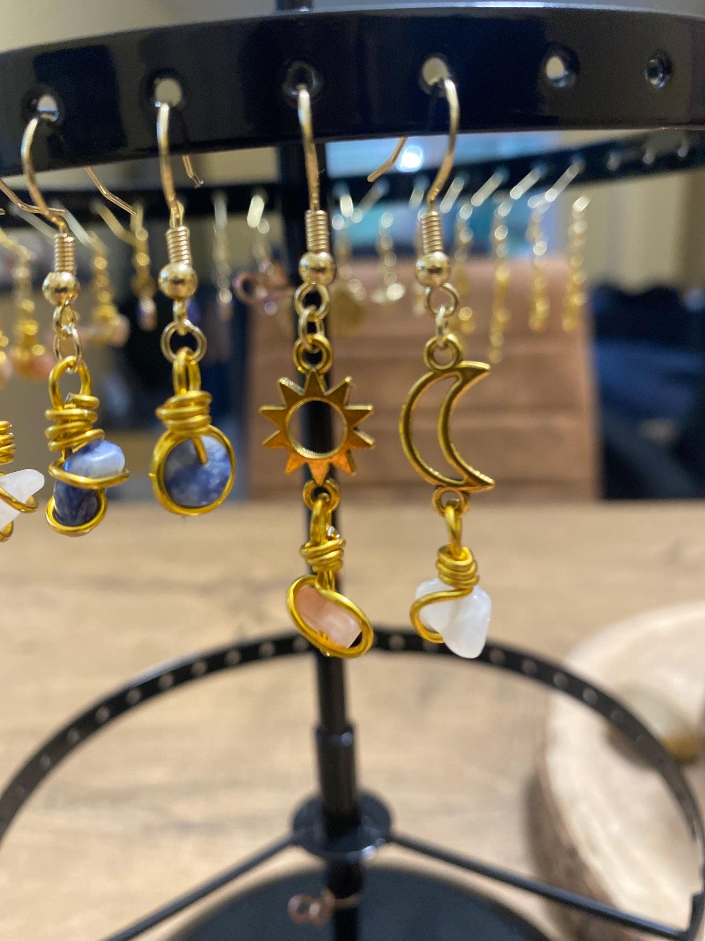 Boucles d’oreilles lune et soleil