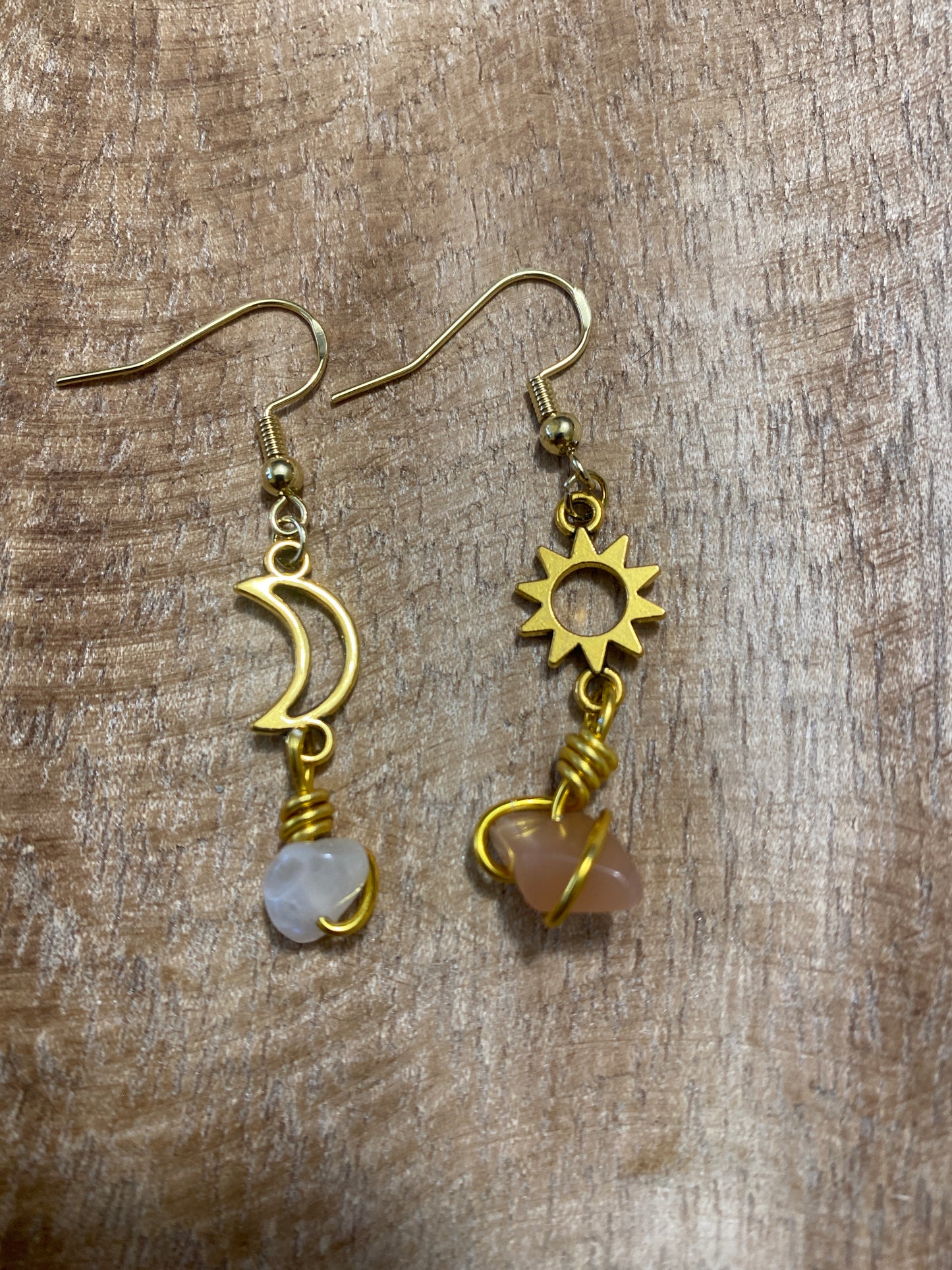 Boucles d’oreilles lune et soleil