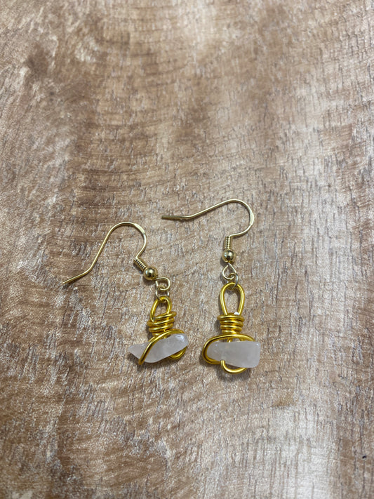 Boucles d’oreilles quartz laiteux