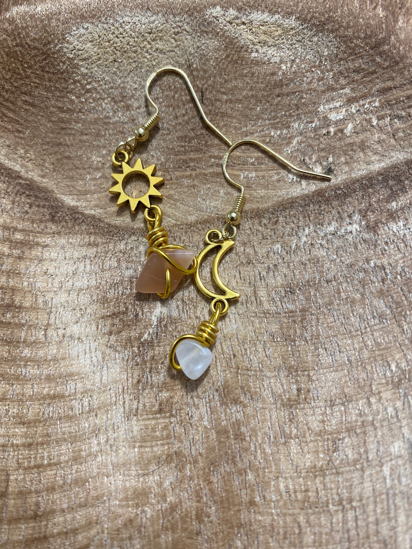 Boucles d’oreilles lune et soleil