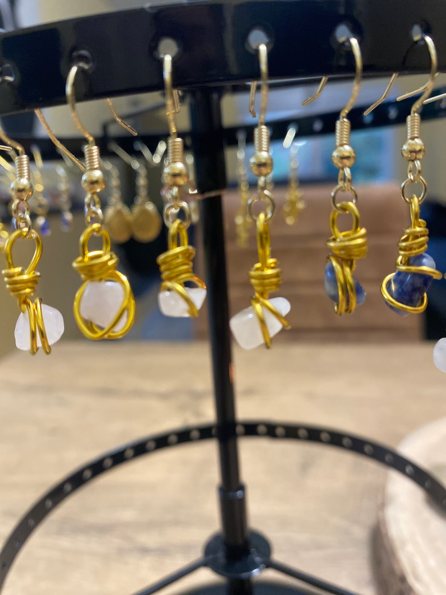 Boucles d’oreilles quartz laiteux