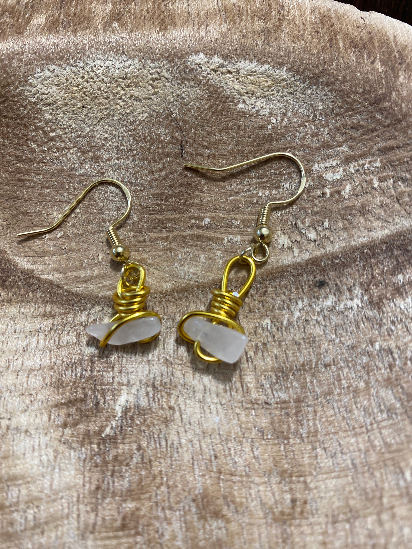 Boucles d’oreilles quartz laiteux